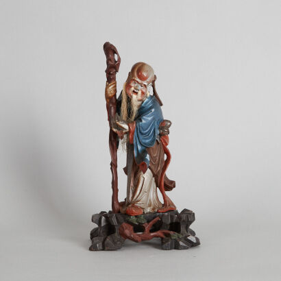A Chinese Qing-Dynasty Lacquered Wood Figure