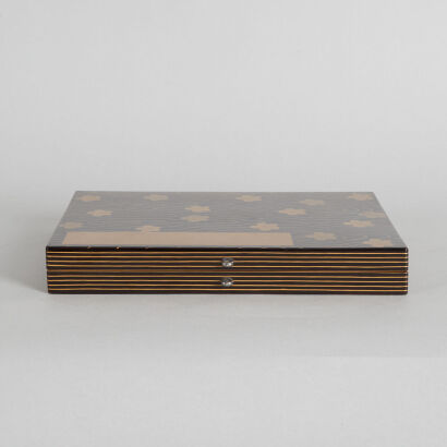 A Japanese Meiji Period Black Lacquered GIlt 'Floral' Rectangular Box