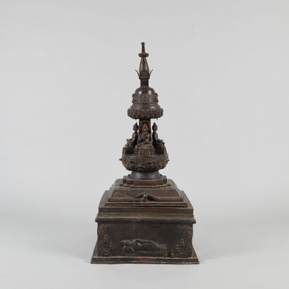 An 18th to 19th Century Chinese Tibetan Bronze Stupa