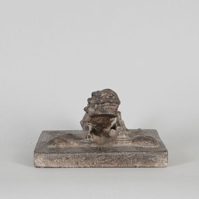 A Chinese Qing-Dynasty 'Lion and Ball' Stone Weight