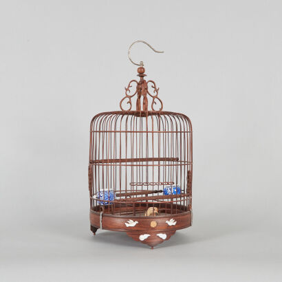 A Chinese 20th Century Bamboo Weaving Birdcage