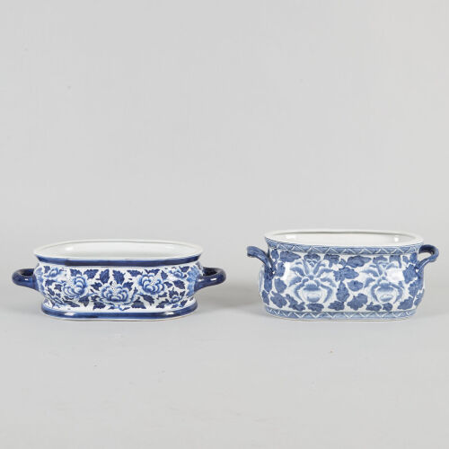 Two Chinese Blue and White 'Floral' Two-Handled Jars
