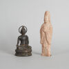 A Han/Tang-Dynasty Chinese Pottery Figure & A Chinese Qing-Dynasty Bronze Figure of Buddha