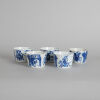 A Set of Five Chinese BLue and White 'Figural' Cups (hallmark, two chipped)