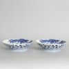 Two Japanese Blue and White 'Bamboo' Dishes (one with chip on rim) - 2