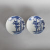 Two Japanese Blue and White 'Bamboo' Dishes (one with chip on rim)