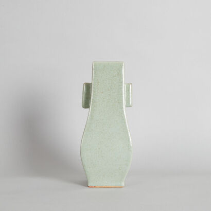 A Chinese Celadon-Glazed 'Hu' Handled Vase