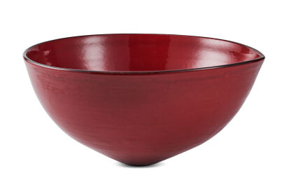 LEN CASTLE Red Lava Hemisphere Bowl