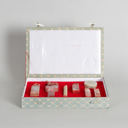 A Box of Eight Chinese Soapstone Seals