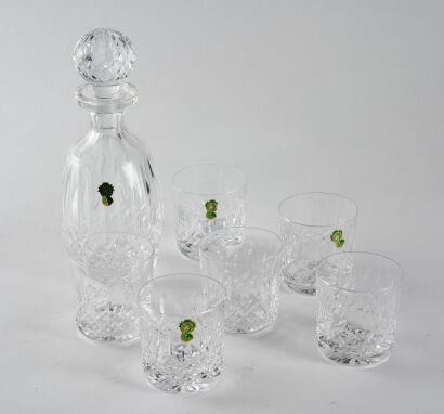 A Waterford Crystal Decanter and six water glasses