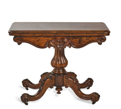 A Victorian Walnut Fold-Over Games Table