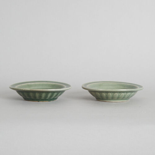 A Pair of Chinese Yuan Dynasty Longquan Celadon 'Twin Fish' Plates