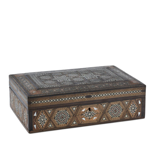 An Islamic Micro-Mosaic Inlaid Wooden Jewellery Box