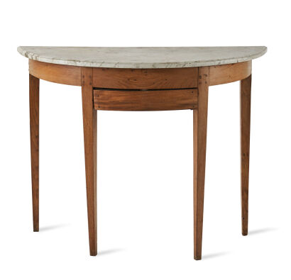 A Demi-Lune Console Table with Marble Top