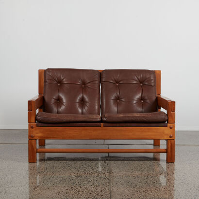 A Leather Modular Two-Seater Couch From The 1970S