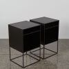 A Pair Of Modern Black Industrial Bedside Tables - 2