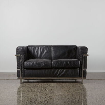 A LC2 Style Couch By Cassina For Le Corbusier