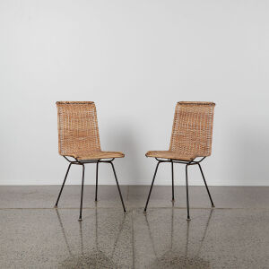 A Pair of Vintage Wicker Weave Chairs