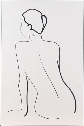 A Framed Black And White Lady Line Canvas