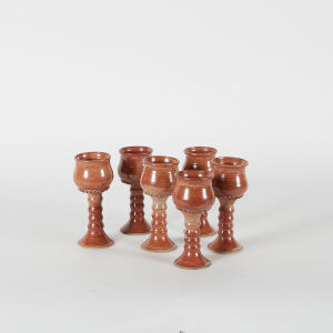 A Set Six of Hand-Potted Goblets