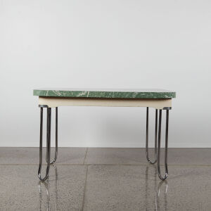 An Orginal Formica Extendable Table With Chrome Looped Legs