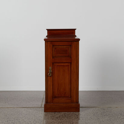 A Small Tall Antique Inlaid Timber Cabinet