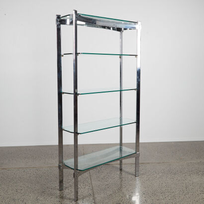 A Morrow Associates Mirror Chrome Etagere