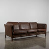 A Mid Century Danish Brown Leather Three Seater Sofa - 2