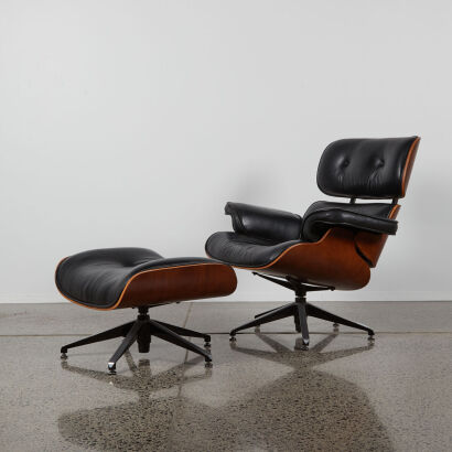 A Replica Herman Miller-Eames Lounge Chair and Ottoman