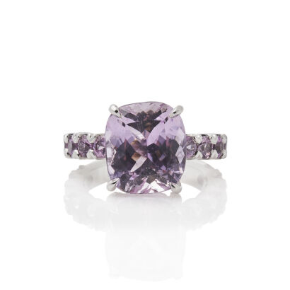 18ct White Gold, Kunzite, Pink Sapphire and Diamond Ring