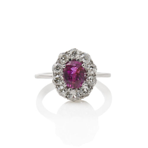 18ct White Gold, Ruby and Diamond Ring