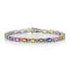 18ct White Gold Multi-colour Sapphire and Diamond Bracelet