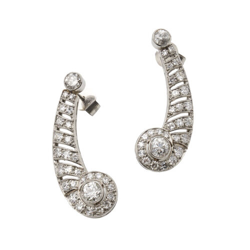 Platinum Diamond Swirl Earrings