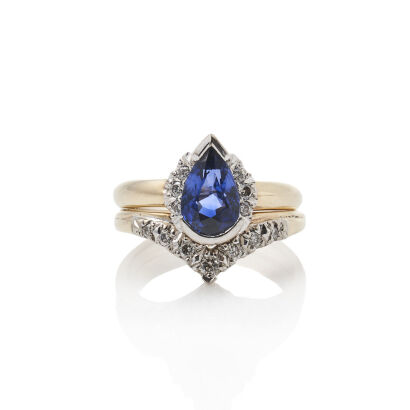 A Modern Sapphire and Diamond Ring Set