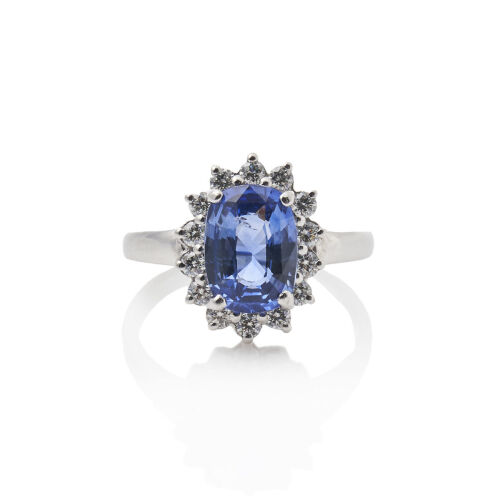 Sapphire and Diamond Ring in 18ct White Gold