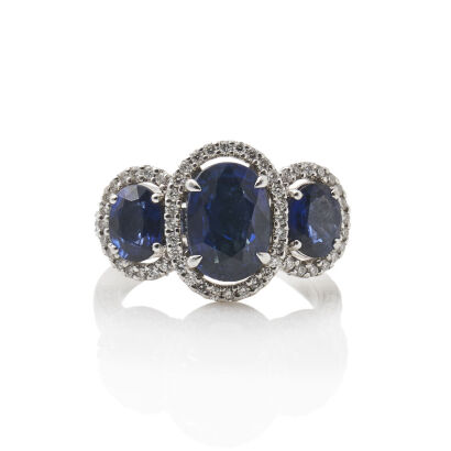 Sapphire and Diamond Ring in 18ct White Gold