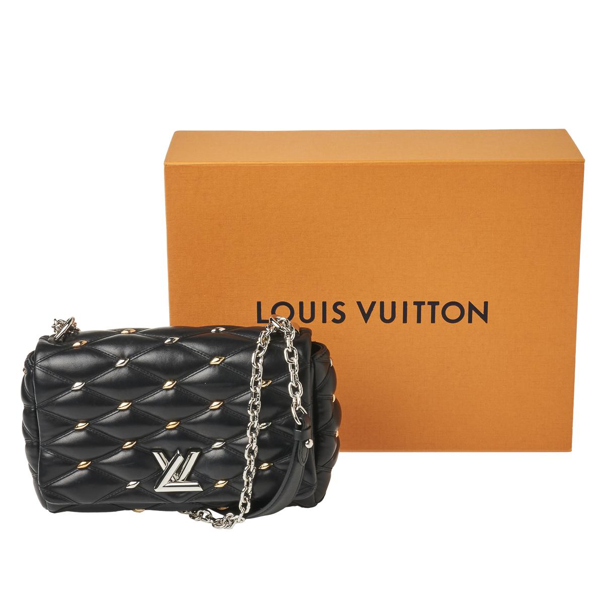 Louis Vuitton Black Quilted Studded Leather GO-14 Malletage PM Bag