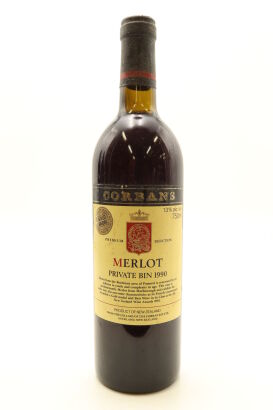 (1) 1990 Corbans Private Bin Merlot, New Zealand