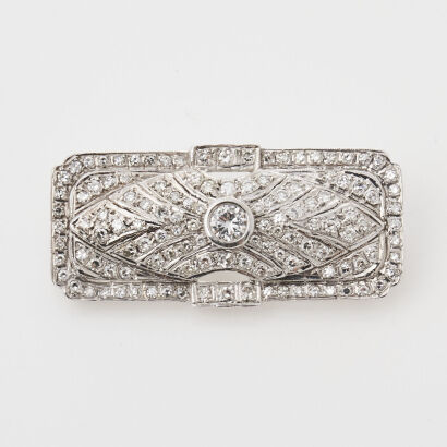 14ct White Gold, Diamond Brooch of 1.60cts TDW