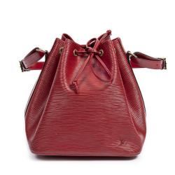 Lot - Louis Vuitton Red Petit Epi Noe Bucket Bag 1989
