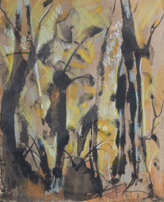 JOHN WEEKS Green Bush, Black Trunks
