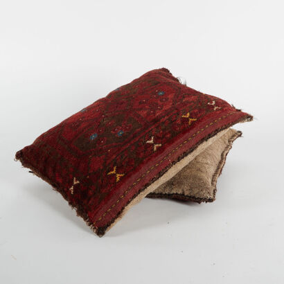 A Pair Of Hand Knotted Vintage Turkish Carpet Pillows