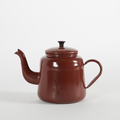 A Large Brown Enamel Teapot