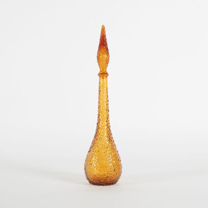 An Amber Bubble Glass Genie Bottle Decanter
