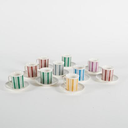 A Rare Mid Century Villeroy And Boch Coffee Cups Set Of Ten