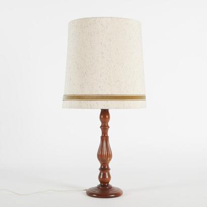 A Mid Century Table Lamp With Solid Mahogany Base
