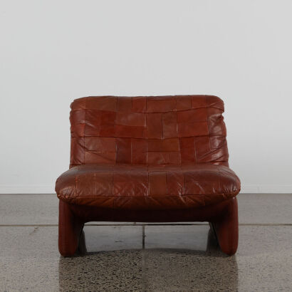 A Swedish Modern Leather Patchwork Lounge Chair by Overman