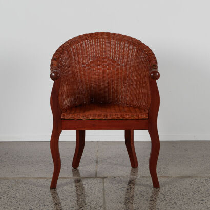 A Woven Cane and Timber Chair