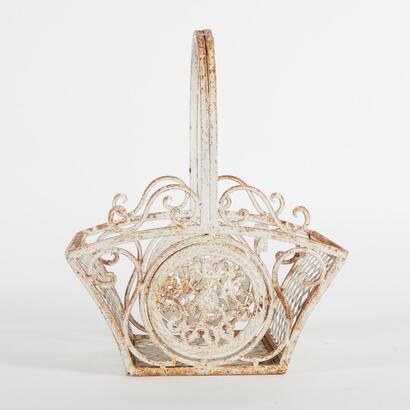 A Vintage French Cast Iron Decorative Basket