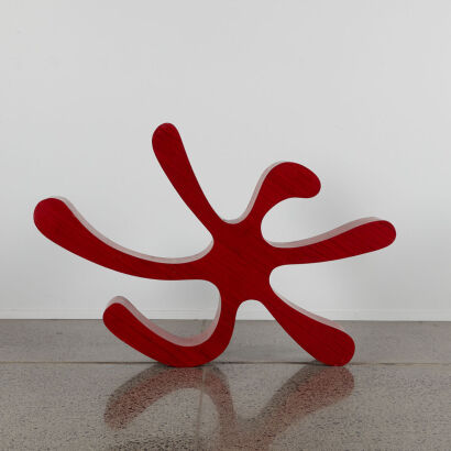 A Red Organic Freeform Wall Sculpture